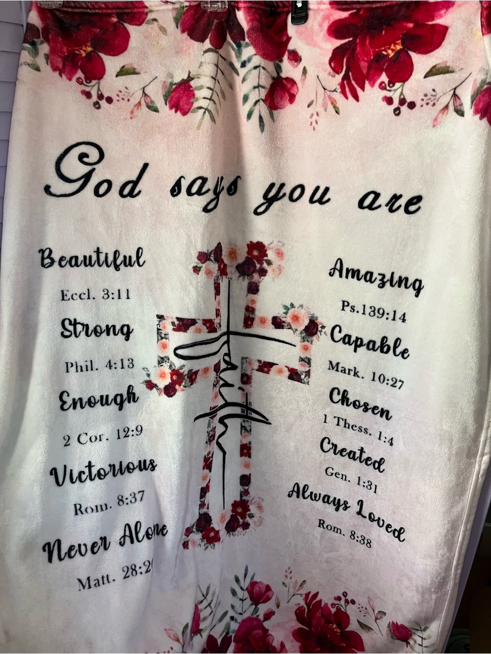 God Says You Are Floral in pink, red and black verses 50”x 40”
